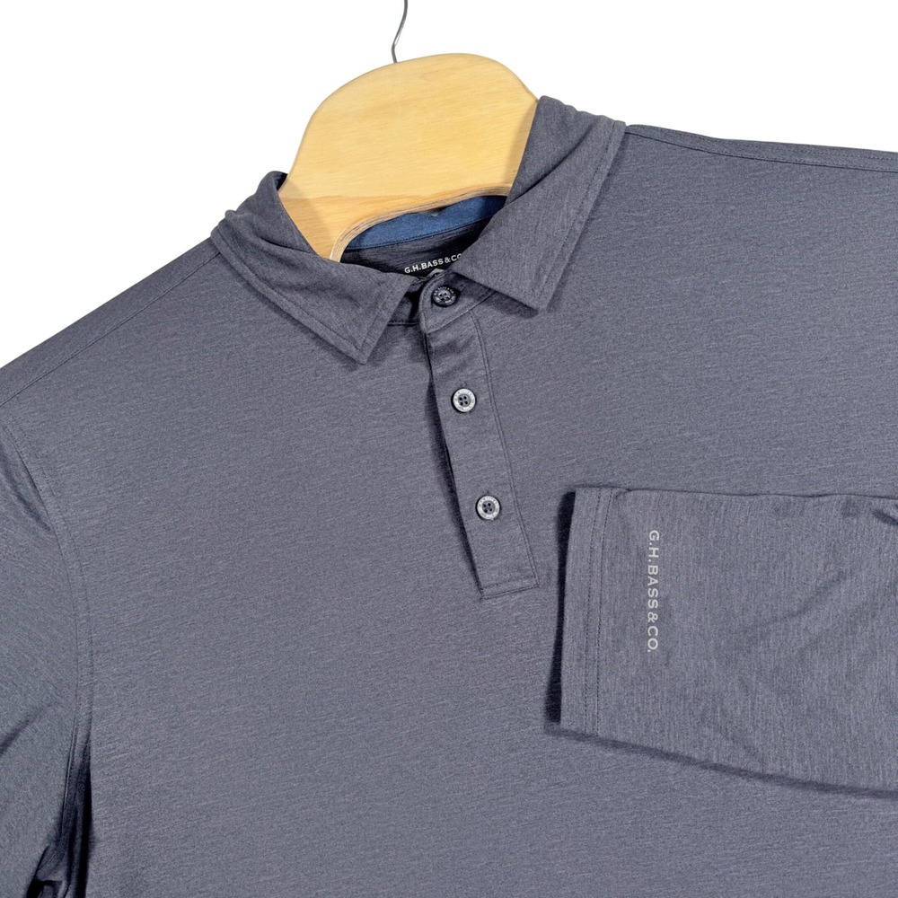 G.H. Bass & Co. Long Sleeve Polo Mens XL Charcoal Gray Stretch Performance Shirt